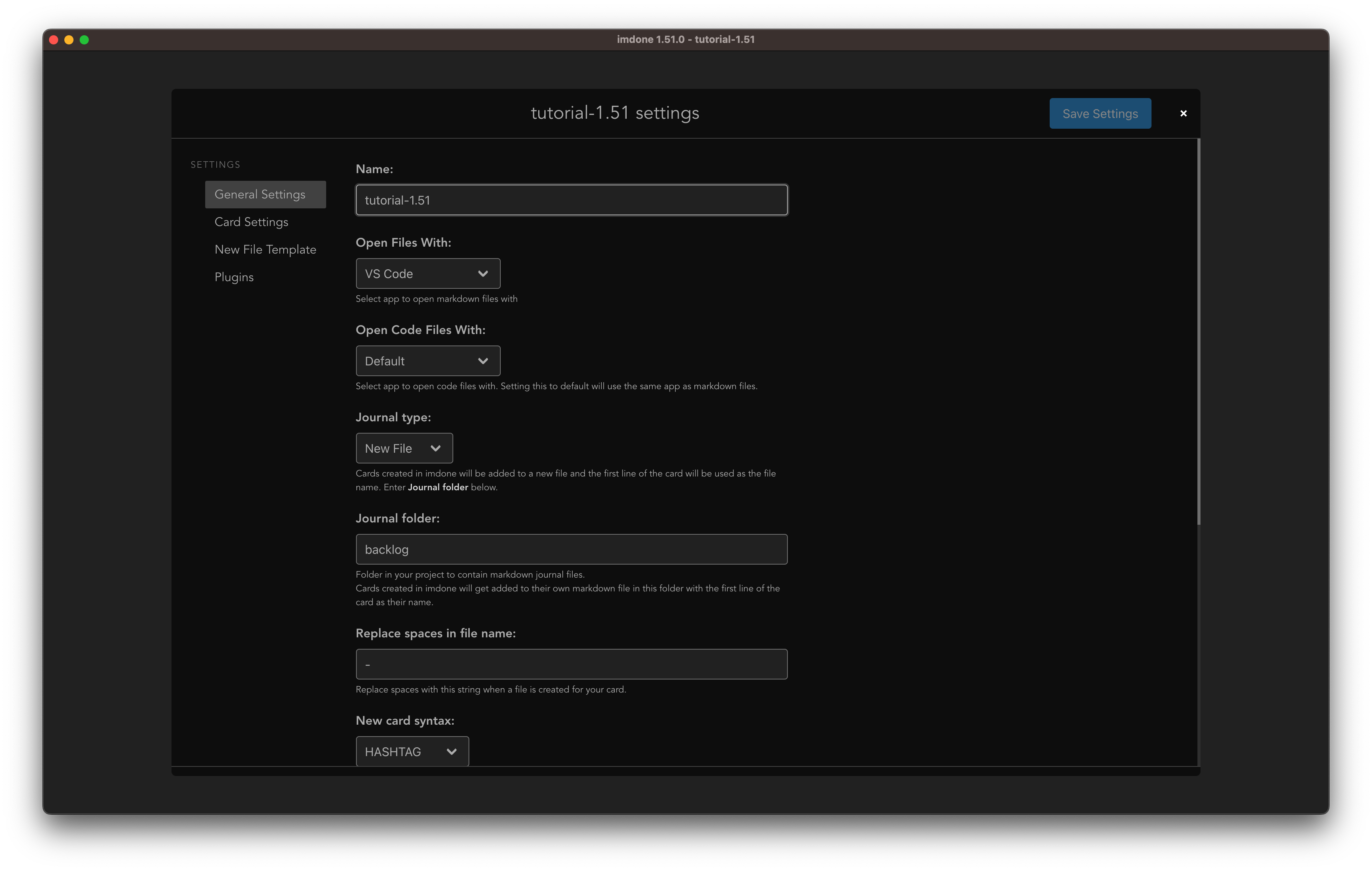Project Settings