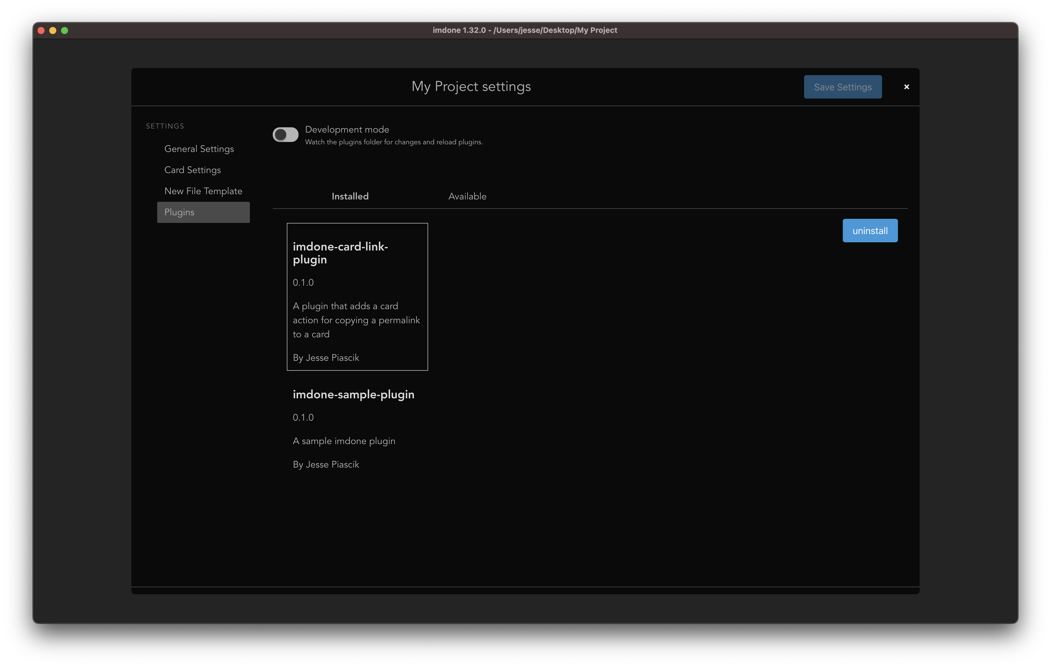 Installed Plugins