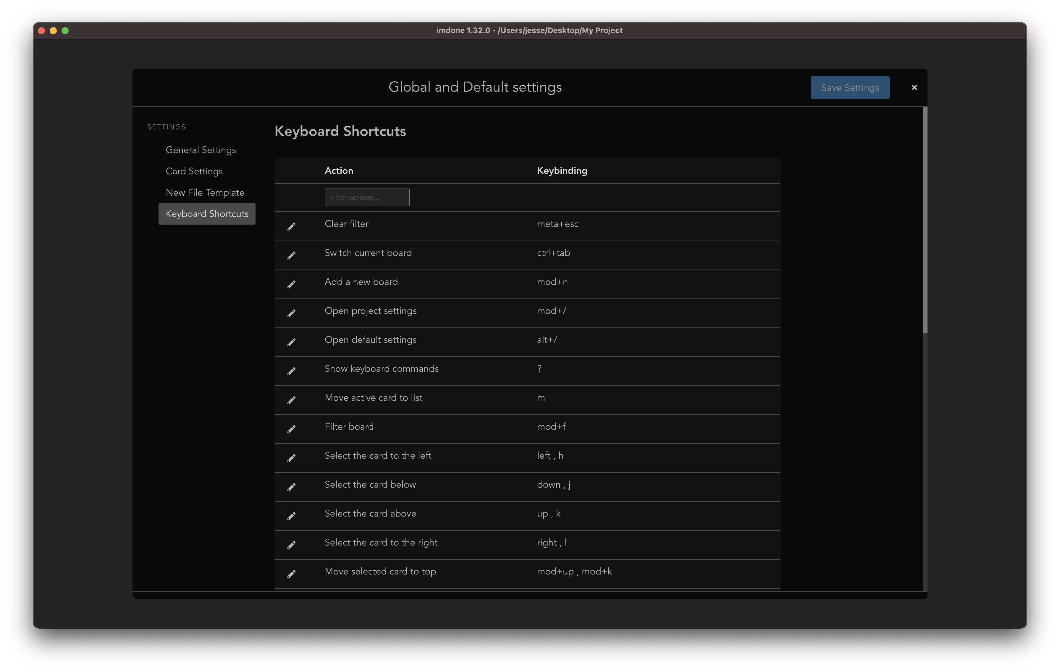 Keyboard Shortcuts