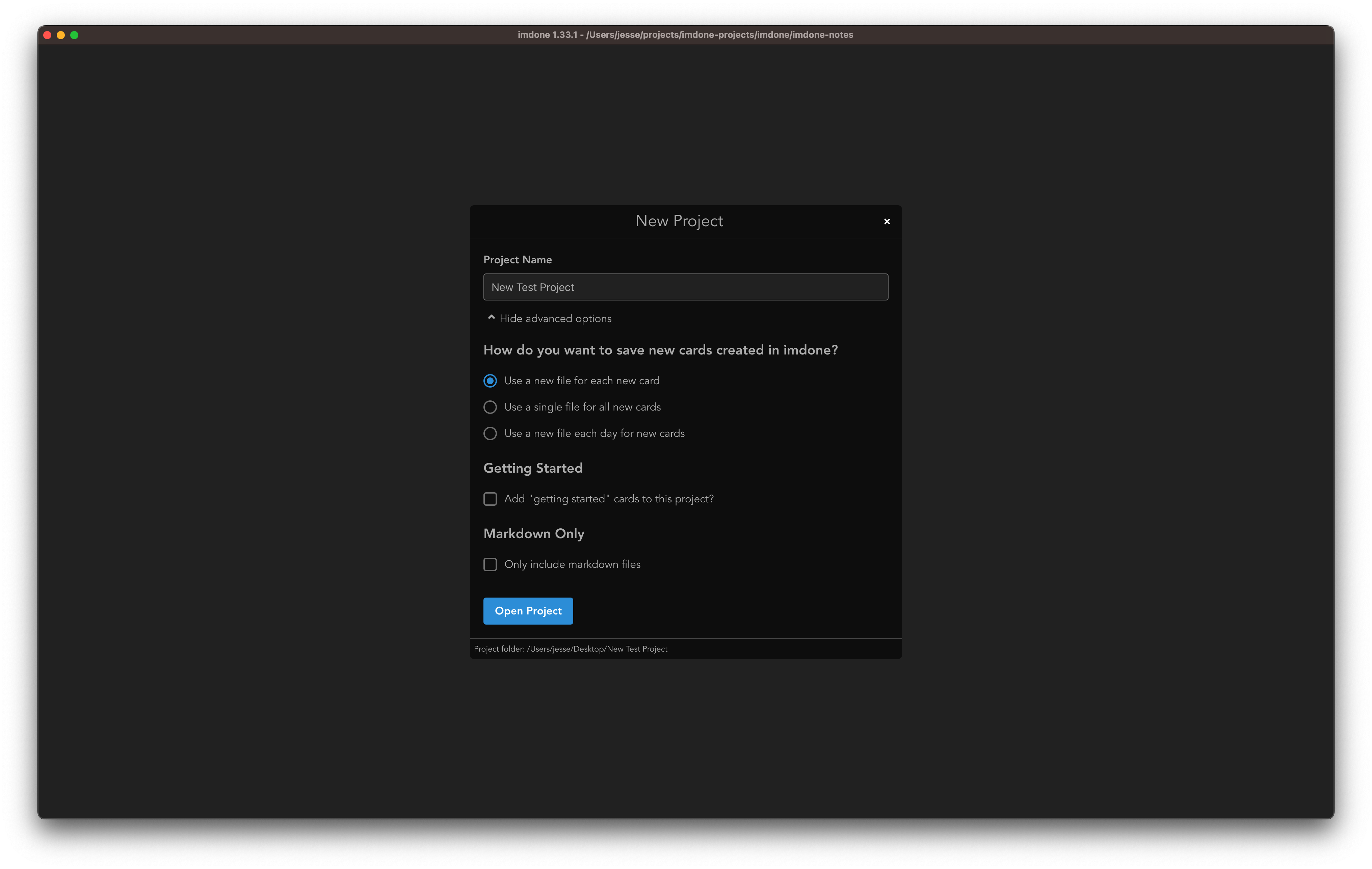 New Project Options