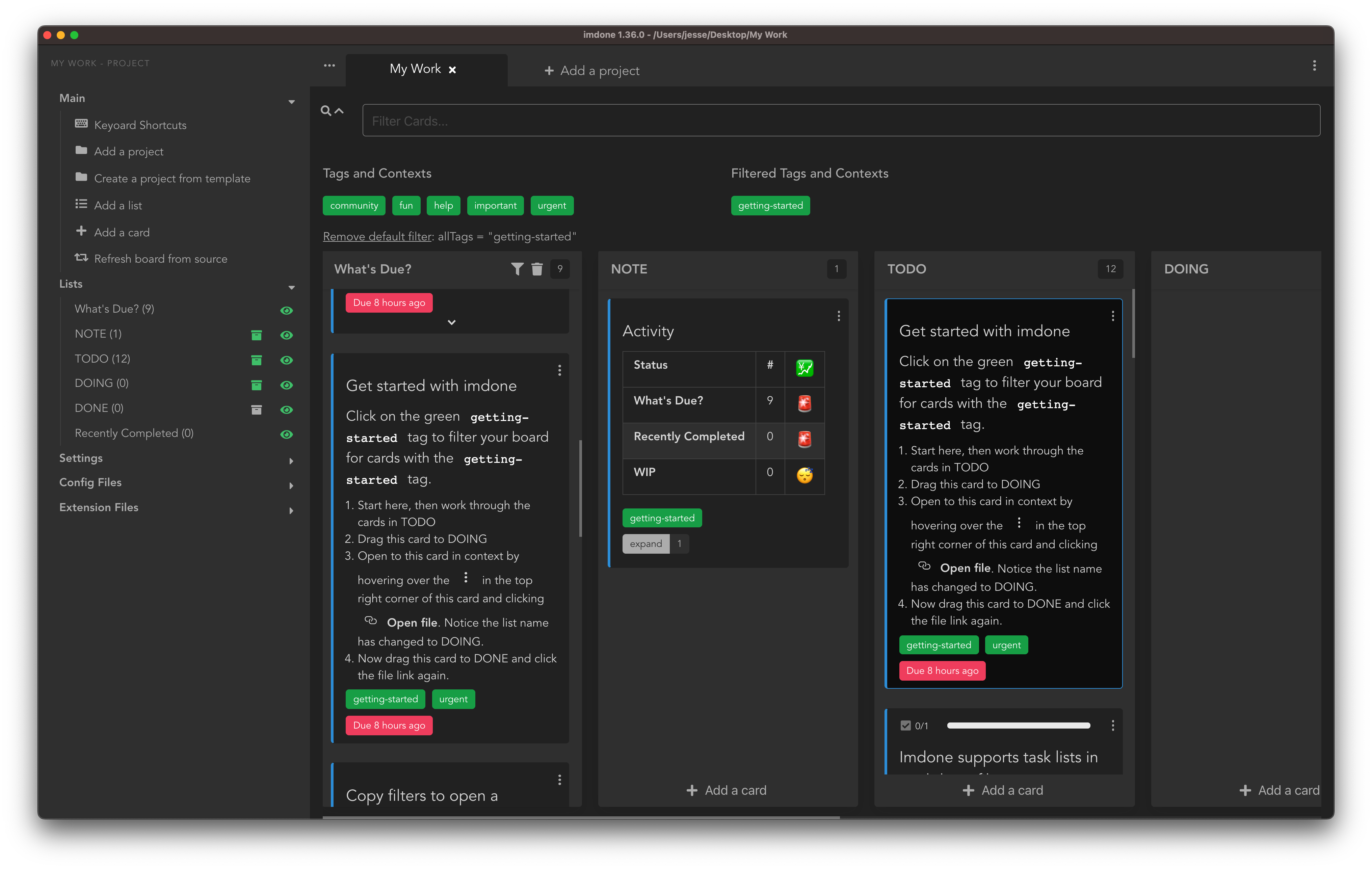 Default filter set